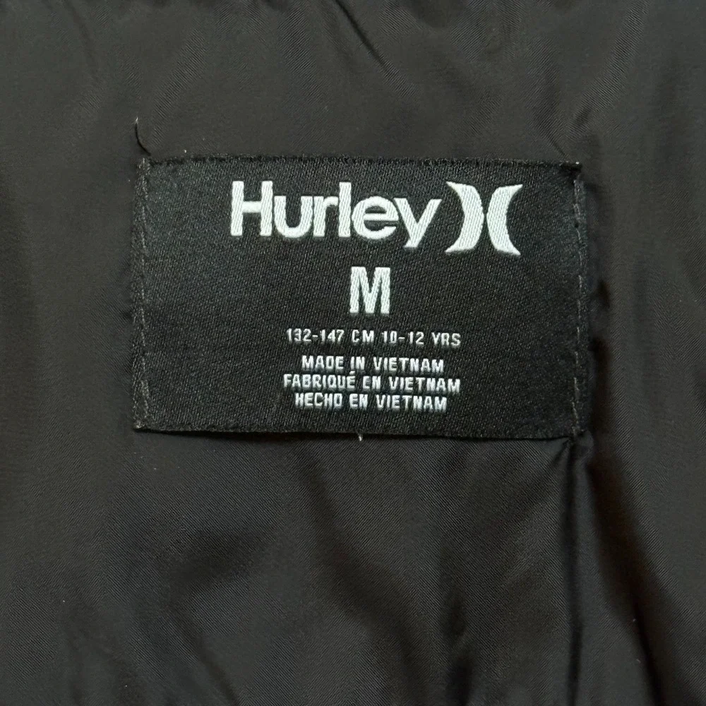 Hurley Boys Puffer Jacket Black Hooded Coat Size M‎ 10-12 YRS Preppy Logo Casual